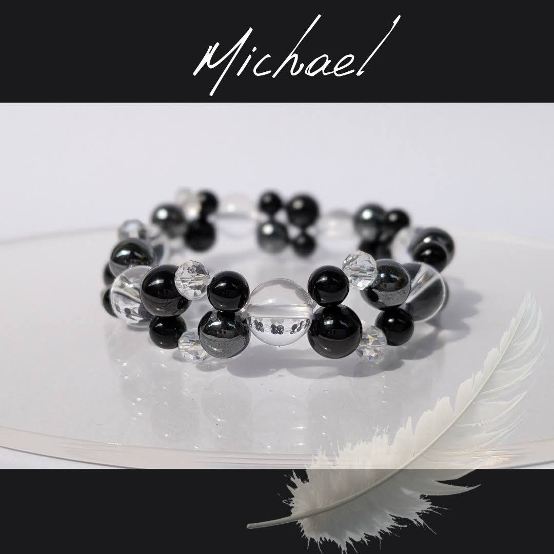 【1月の守護大天使】大天使ミカエルのブレスレット /  天然石 / オニキス / ブラックスピネル