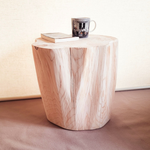 天然アロマ 東濃ひのき フリルスツール テーブル 無垢無塗装 オーガニック 天然アロマ 東濃ひのきフリル スツール・テーブル・特大・無垢無塗装