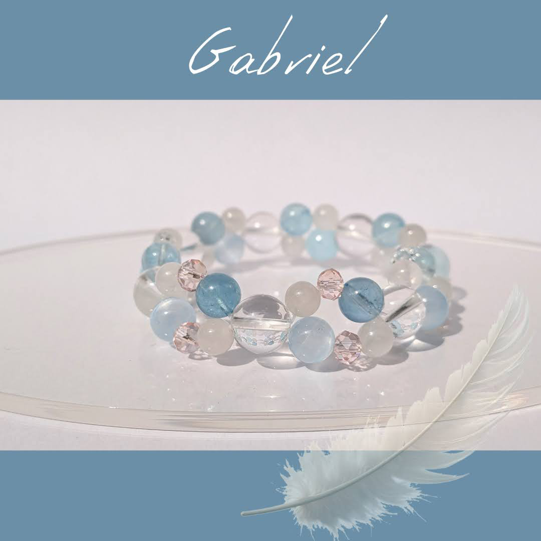 【６月の守護天使】大天使ガブリエルのブレスレット /  天然石 / アクアマリン / セレナイト