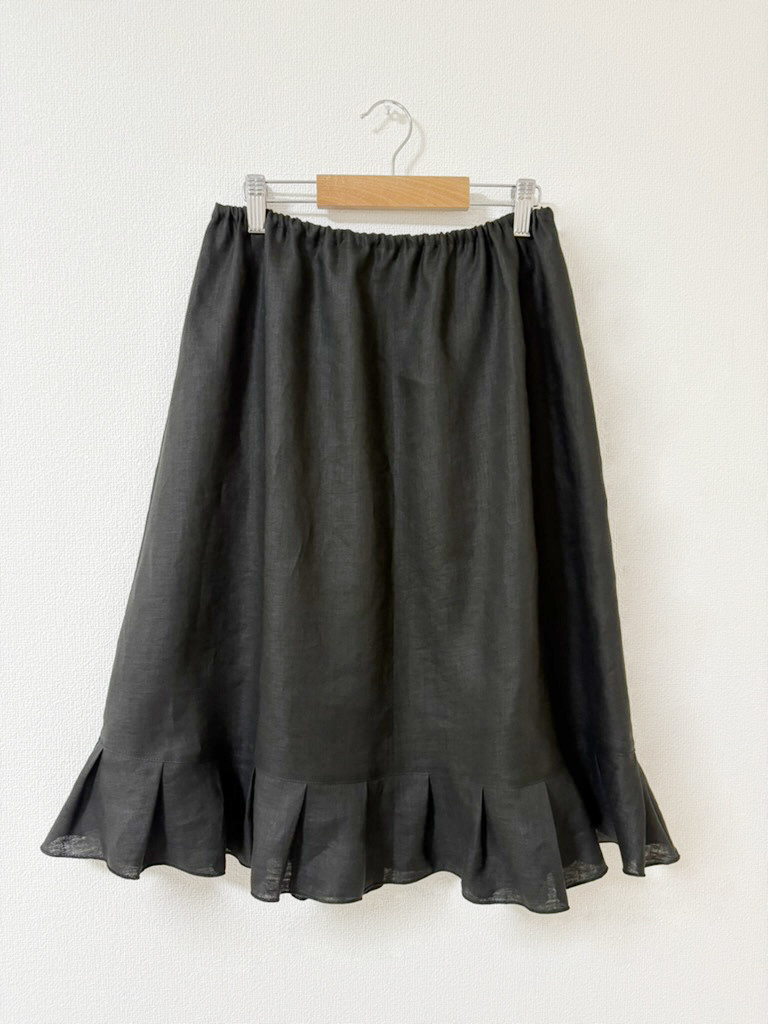 リネン100％ リネンフリルペチコート 【ひざ丈】