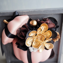 リニューアル✨【ハロウィン壁掛けアレンジ 】大人可愛いピンクパンプキンの2wayアレンジメント 6枚目の画像