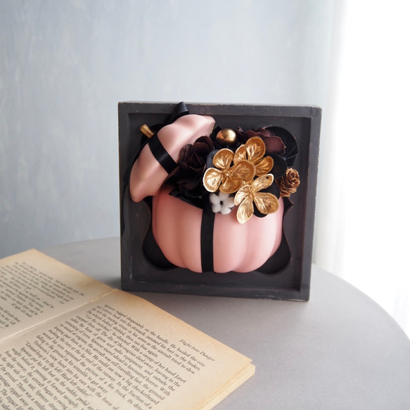 リニューアル✨【ハロウィン壁掛けアレンジ 】大人可愛いピンクパンプキンの2wayアレンジメント 3枚目の画像