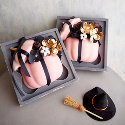 リニューアル✨【ハロウィン壁掛けアレンジ 】大人可愛いピンクパンプキンの2wayアレンジメント 18枚目の画像