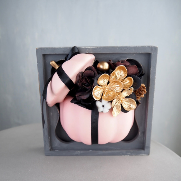 リニューアル✨【ハロウィン壁掛けアレンジ 】大人可愛いピンクパンプキンの2wayアレンジメント 16枚目の画像