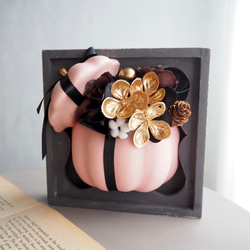 リニューアル✨【ハロウィン壁掛けアレンジ 】大人可愛いピンクパンプキンの2wayアレンジメント 2枚目の画像