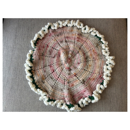 カラフルラッピングのホワイトブーケブランケット】編み物 ニット