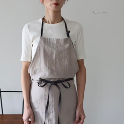 【ダブルガーゼエプロン】ふっくら厚さ2倍のとろみコットンダブルガーゼ×コットンリネンのエプロン／ドーンピンク 7枚目の画像