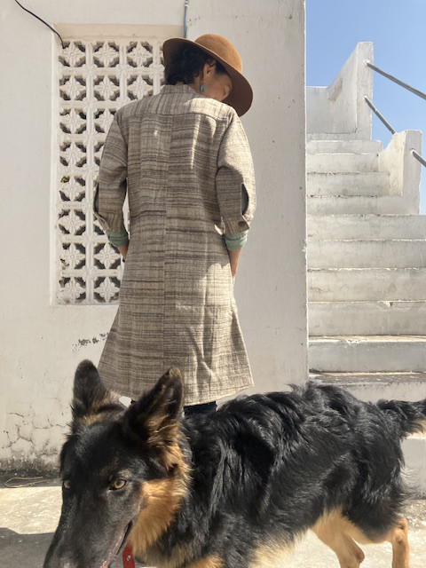 5　手紡ぎ手織りヒマラヤンウール100% クルタ襟ワンピース コート