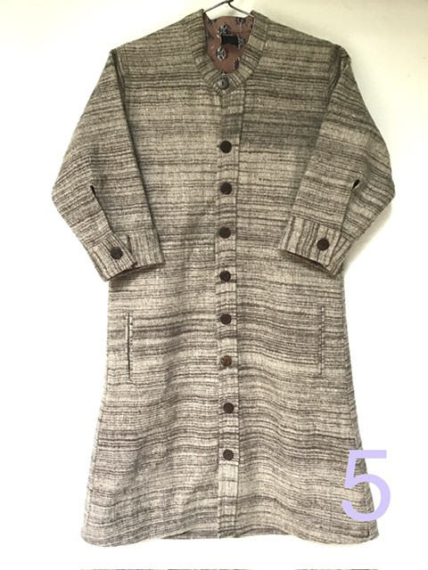 5　手紡ぎ手織りヒマラヤンウール100% クルタ襟ワンピース コート