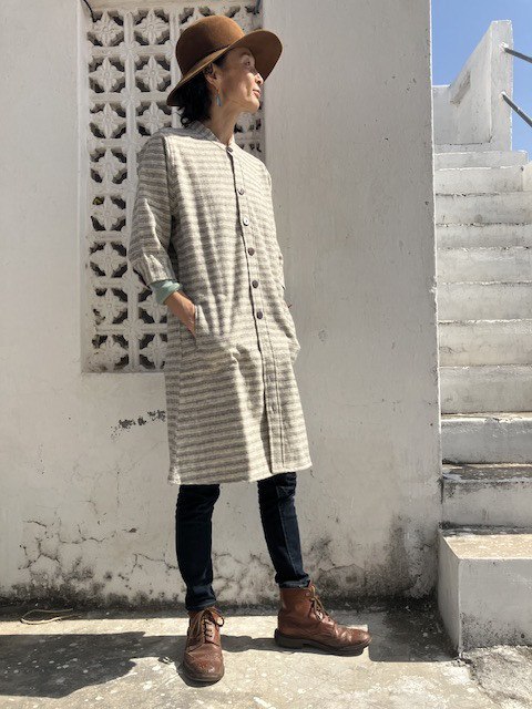 4 手紡ぎ手織りヒマラヤンウール100% クルタ襟ワンピース コート 13,013円