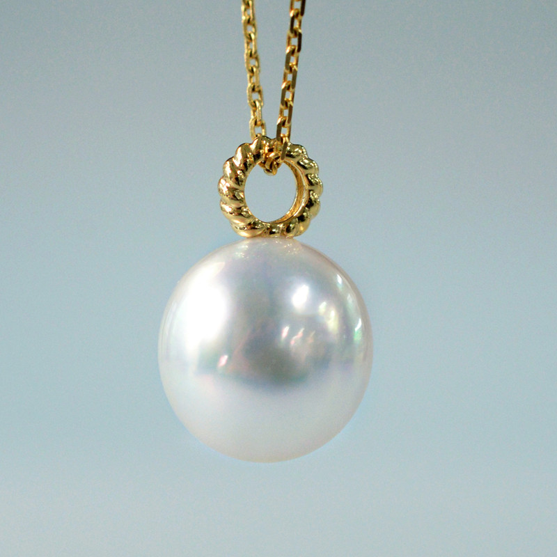 ルミナ 11-13mm ホワイト 南洋真珠ネックレス オーバルドロップパール 18Kゴールドペンダント ヤオグアンシリーズ 控え