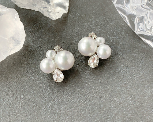ホワイト/《mini》上品なシンプルパールピアス/イヤリング＜結婚式 
