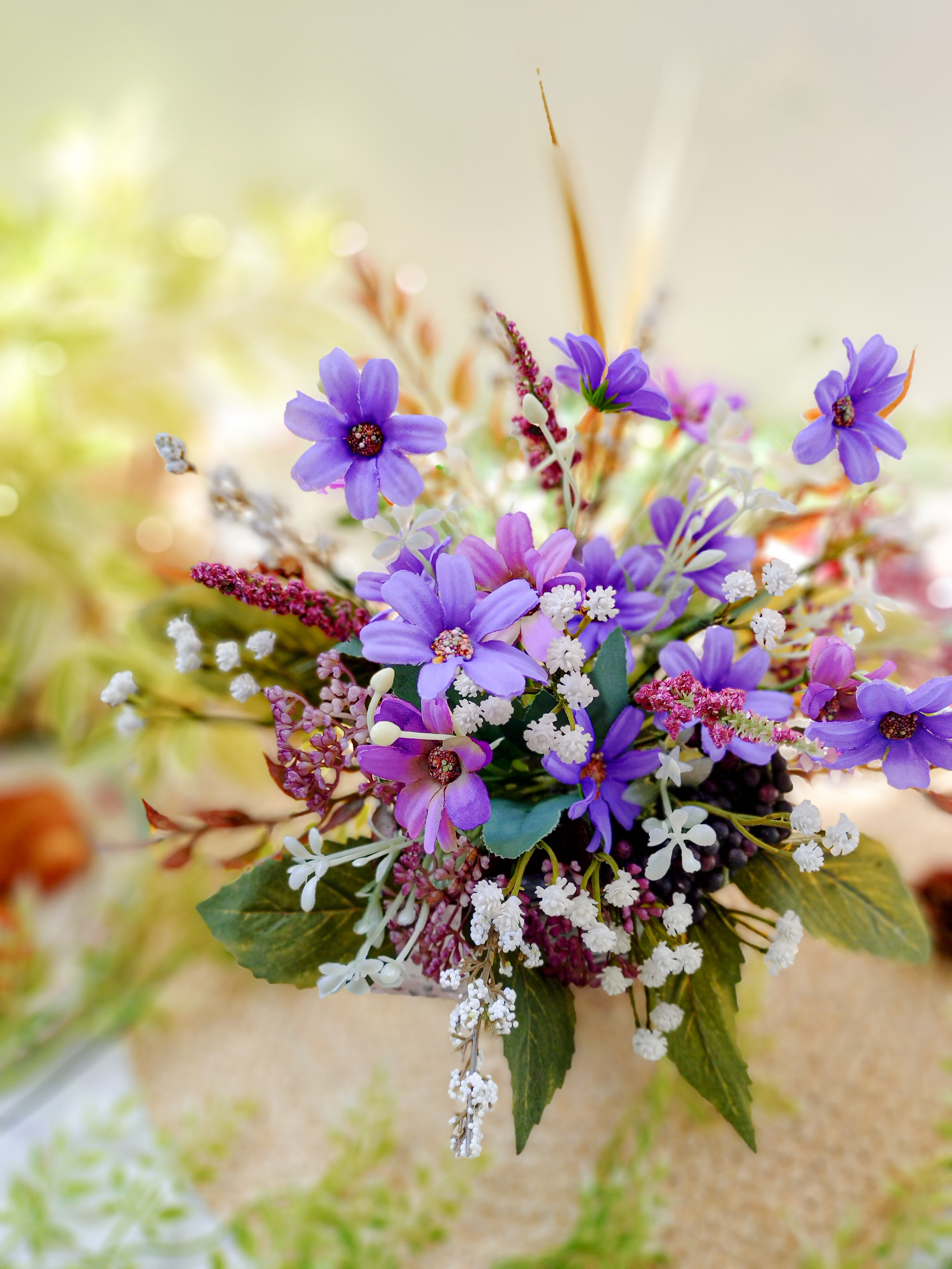 デージーとかすみ草の心安らぐアレンジ♡ 秋色♡優しい秋♡美しい秋♡穏やかな秋♡心安らぐ秋♡アスチルベ♡秋限定 2025