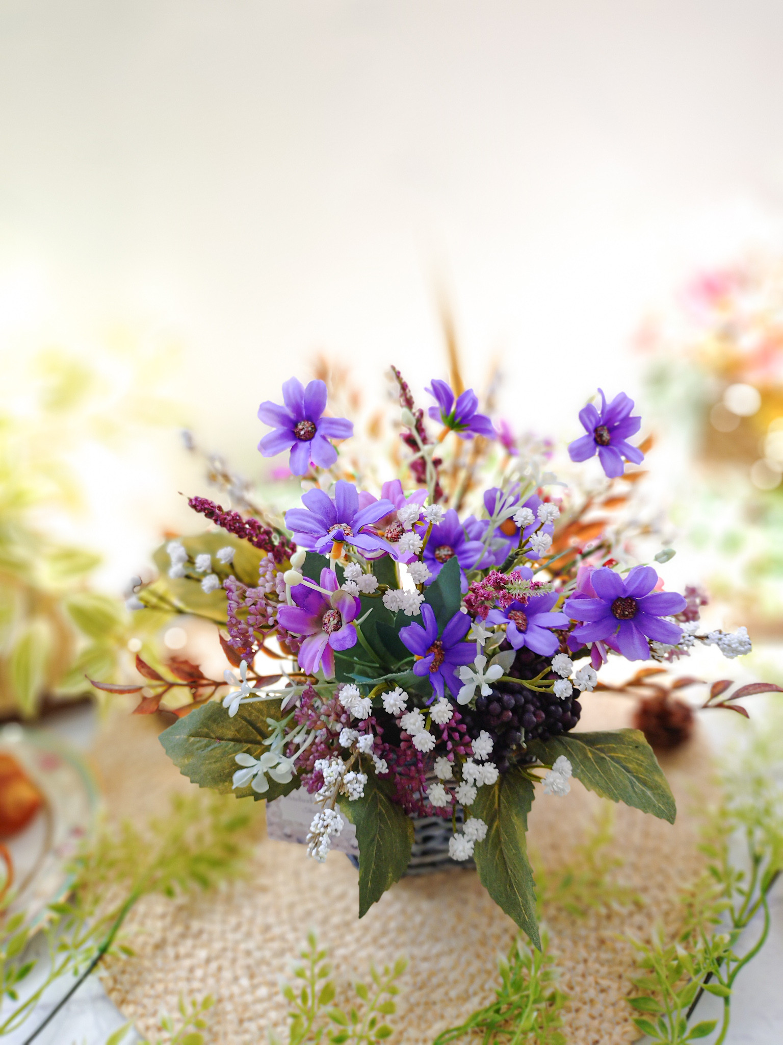 デージーとかすみ草の心安らぐアレンジ♡ 秋色♡優しい秋♡美しい秋♡穏やかな秋♡心安らぐ秋♡アスチルベ♡秋限定 2025