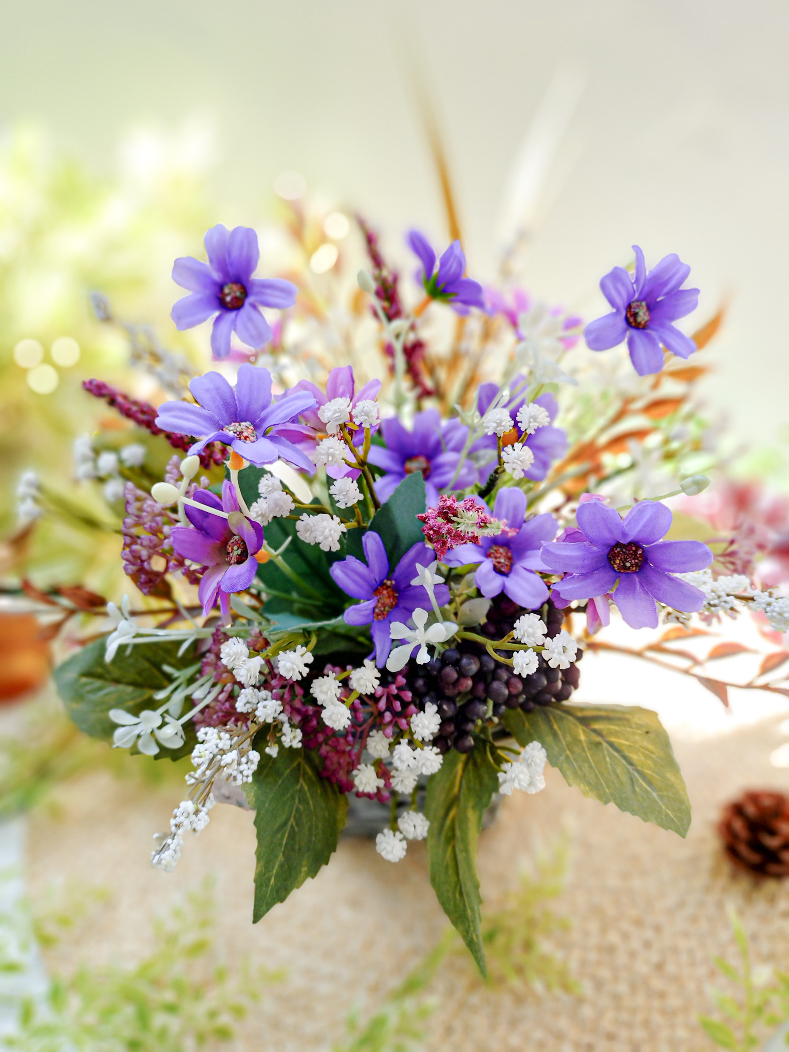 デージーとかすみ草の心安らぐアレンジ♡ 秋色♡優しい秋♡美しい秋♡穏やかな秋♡心安らぐ秋♡アスチルベ♡秋限定 2025