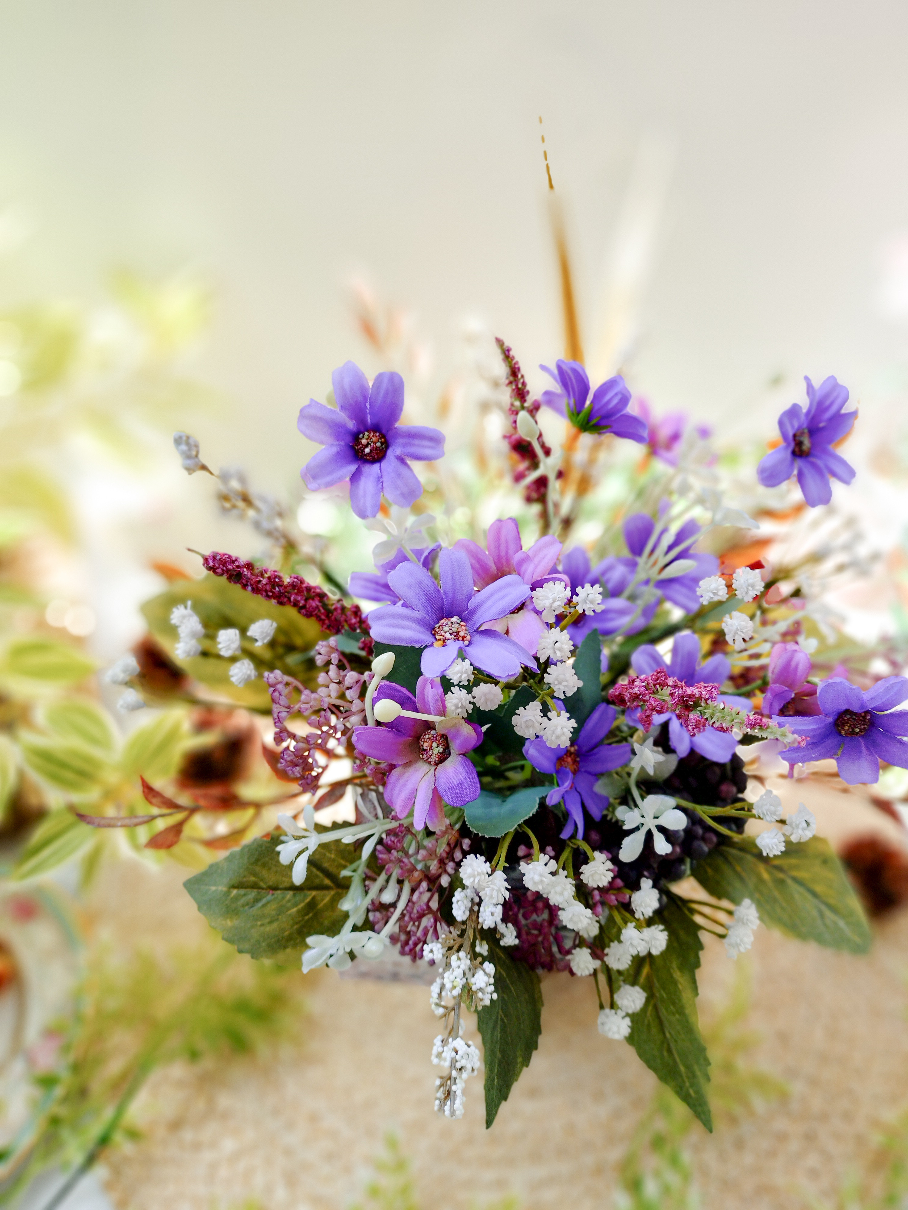 デージーとかすみ草の心安らぐアレンジ♡ 秋色♡優しい秋♡美しい秋♡穏やかな秋♡心安らぐ秋♡アスチルベ♡秋限定 2025