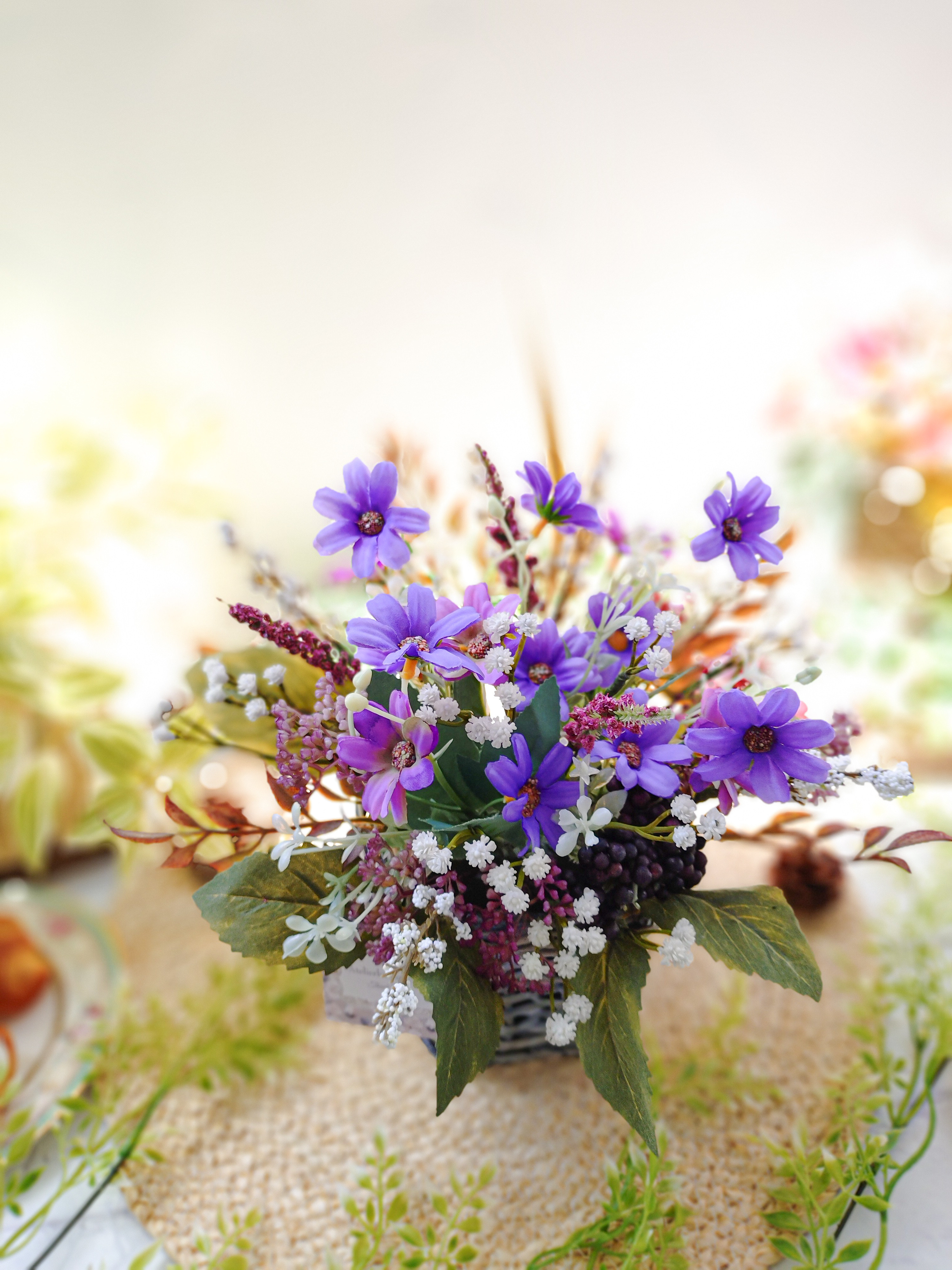 デージーとかすみ草の心安らぐアレンジ♡ 秋色♡優しい秋♡美しい秋♡穏やかな秋♡心安らぐ秋♡アスチルベ♡秋限定 2025