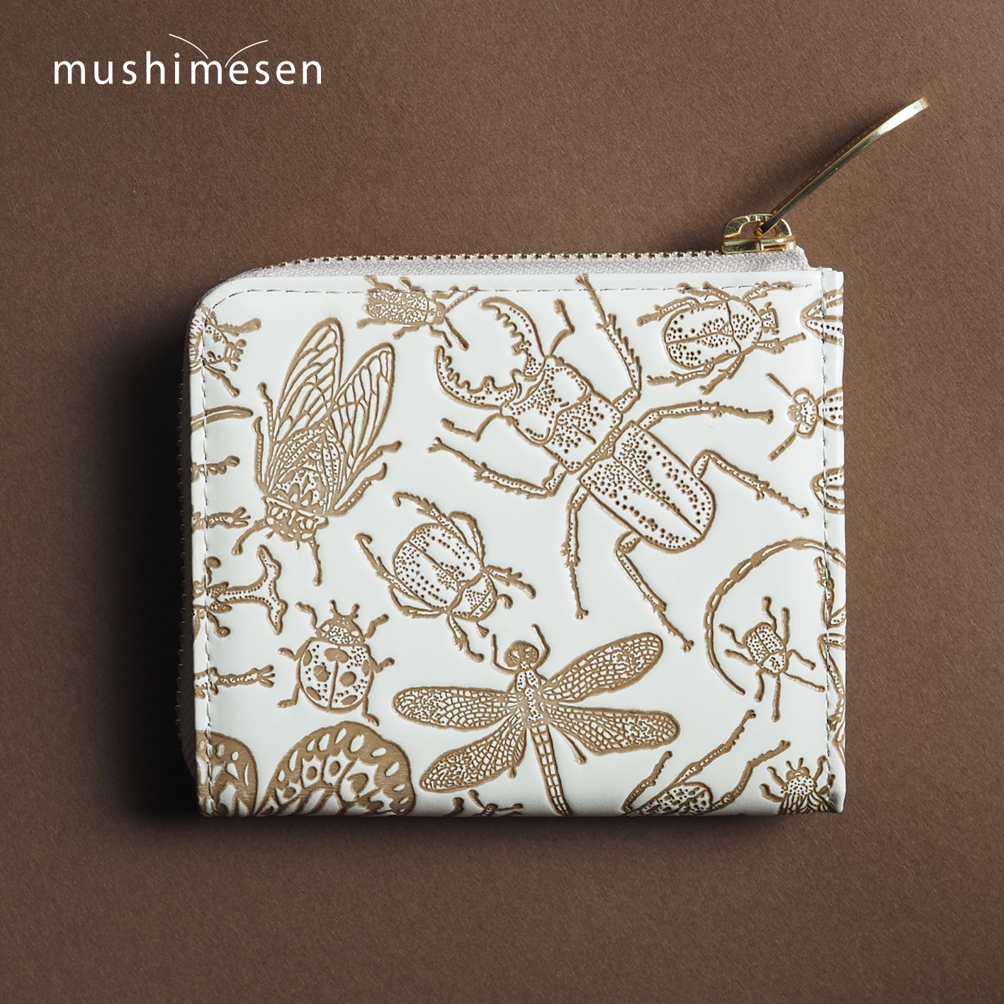 文庫革「日本の昆虫シリーズ」L字ファスナーミニ財布