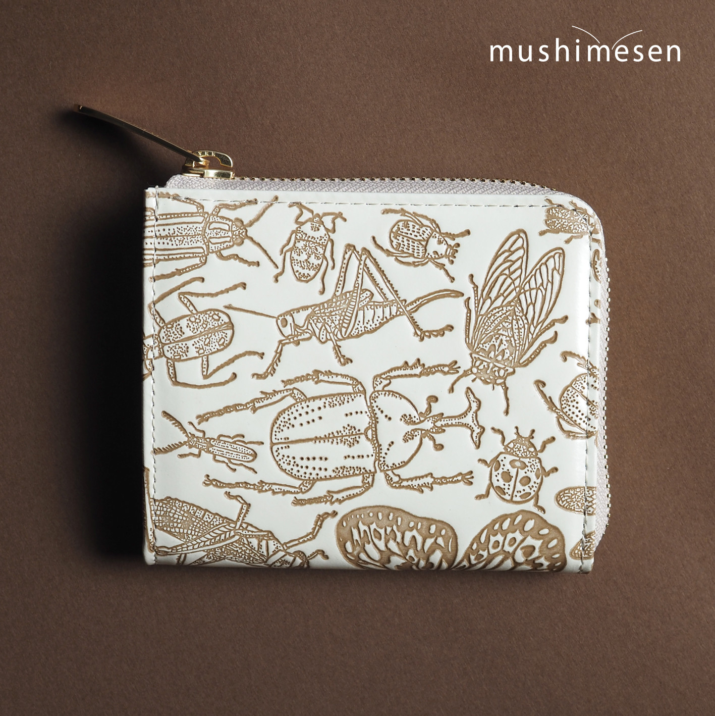 文庫革「日本の昆虫シリーズ」L字ファスナーミニ財布