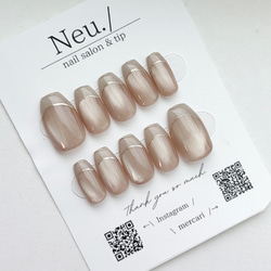 シルキーマグガラスフレンチキルティングネイル ネイルチップ（つけ爪