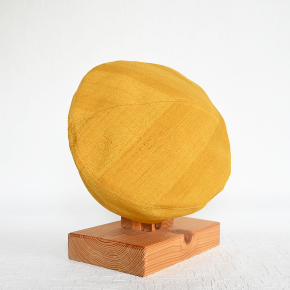 アシメトリーな ベレー帽 黄色 マスタード M 軽い カラフル  大人かわいい 洗える帽子 ポリエステル 9枚目の画像