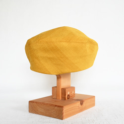 アシメトリーな ベレー帽 黄色 マスタード M 軽い カラフル  大人かわいい 洗える帽子 ポリエステル 10枚目の画像