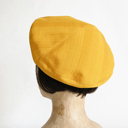 アシメトリーな ベレー帽 黄色 マスタード M 軽い カラフル  大人かわいい 洗える帽子 ポリエステル 12枚目の画像