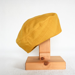 アシメトリーな ベレー帽 黄色 マスタード M 軽い カラフル  大人かわいい 洗える帽子 ポリエステル 8枚目の画像