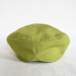 アシメトリーな ベレー帽 黄緑 ライムグリーン M 軽い カラフル  大人かわいい 洗える帽子 ポリエステル 7枚目の画像