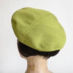 アシメトリーな ベレー帽 黄緑 ライムグリーン M 軽い カラフル  大人かわいい 洗える帽子 ポリエステル 9枚目の画像