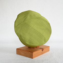 アシメトリーな ベレー帽 黄緑 ライムグリーン M 軽い カラフル  大人かわいい 洗える帽子 ポリエステル 11枚目の画像