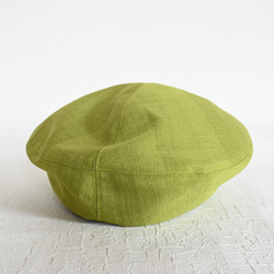 アシメトリーな ベレー帽 黄緑 ライムグリーン M 軽い カラフル  大人かわいい 洗える帽子 ポリエステル 6枚目の画像