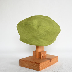 アシメトリーな ベレー帽 黄緑 ライムグリーン M 軽い カラフル  大人かわいい 洗える帽子 ポリエステル 12枚目の画像