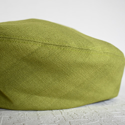 アシメトリーな ベレー帽 黄緑 ライムグリーン M 軽い カラフル  大人かわいい 洗える帽子 ポリエステル 8枚目の画像