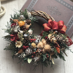 ミモザとパンパスグラスのふわふわリース 〜ドライフラワー