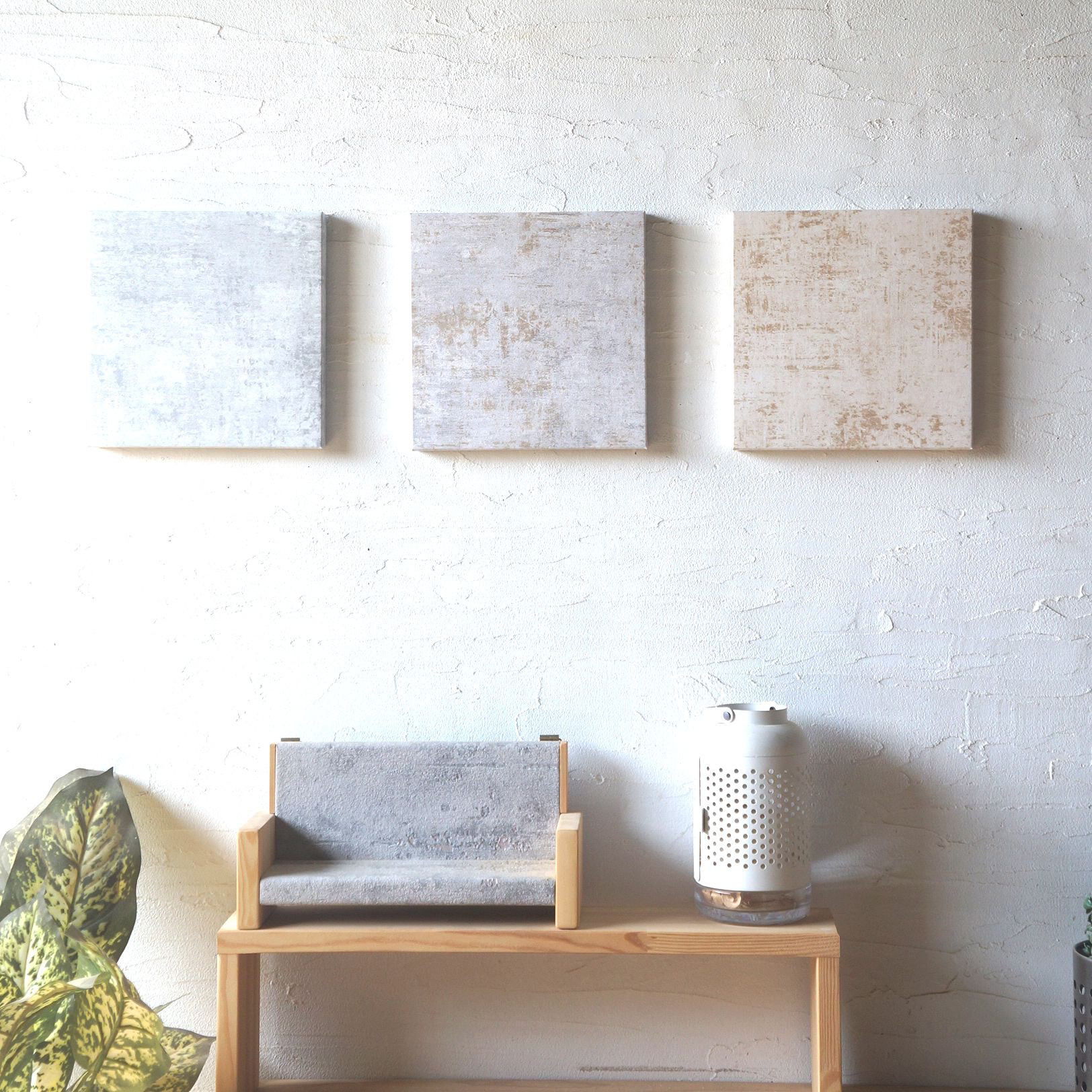 アートパネル FADE 20×20cm 3枚colorsセット Beige Gray オブジェ 廊下 寝室 リビング 客