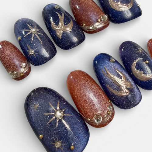 フラッシュマグネット ネイビー ブラウン 茶色 小鳥 ツバメ 秋