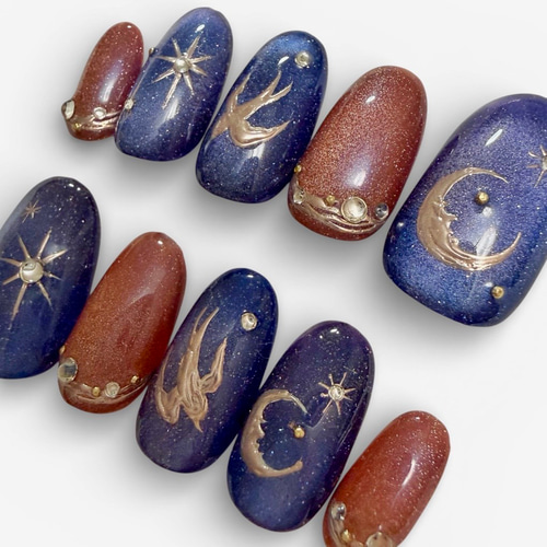 フラッシュマグネット ネイビー ブラウン 茶色 小鳥 ツバメ 秋