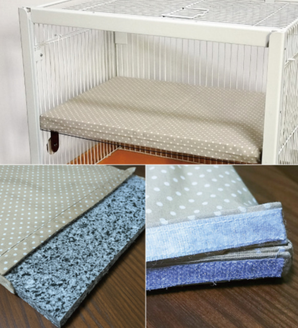 老鳥用 高齢インコ用 落下防止・底冷え対策 ケージ底上げ オーダーメイド クッションマット（鳥さんの体重～500gまで） 4枚目の画像