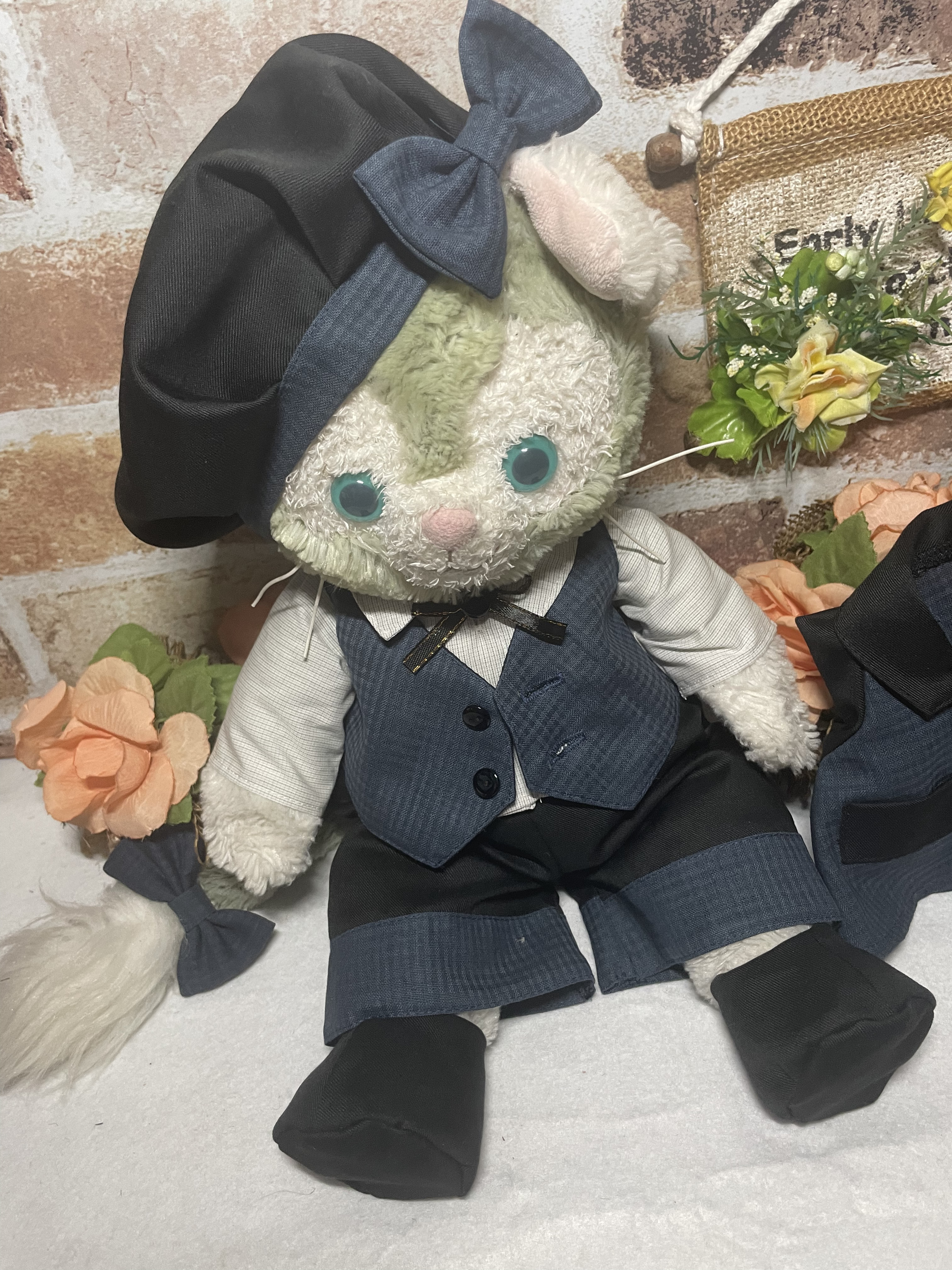 ☆ジェラトーニSサイズ☆ブルー系チェック　スーツ９点コスチューム☆リバーシブル帽子