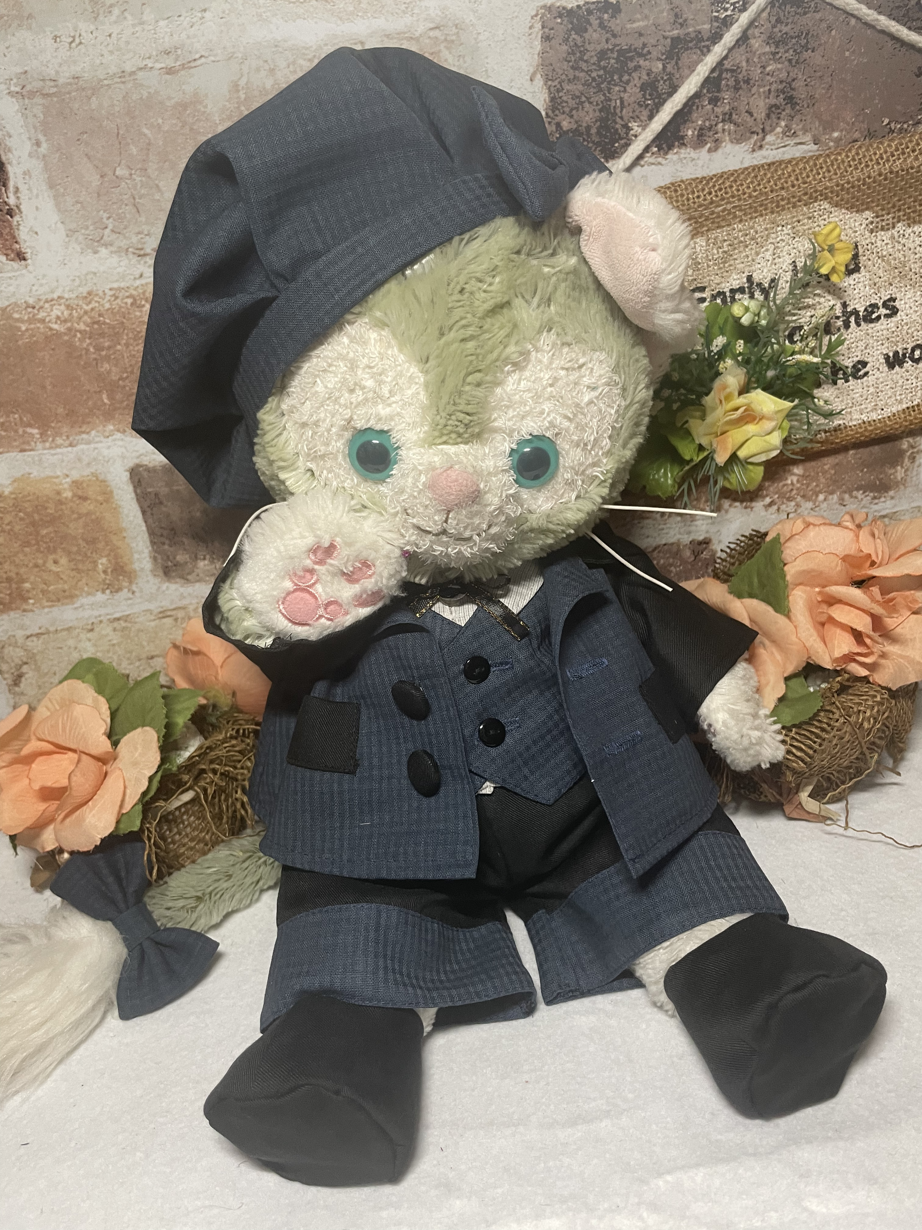 ☆ジェラトーニSサイズ☆ブルー系チェック　スーツ９点コスチューム☆リバーシブル帽子