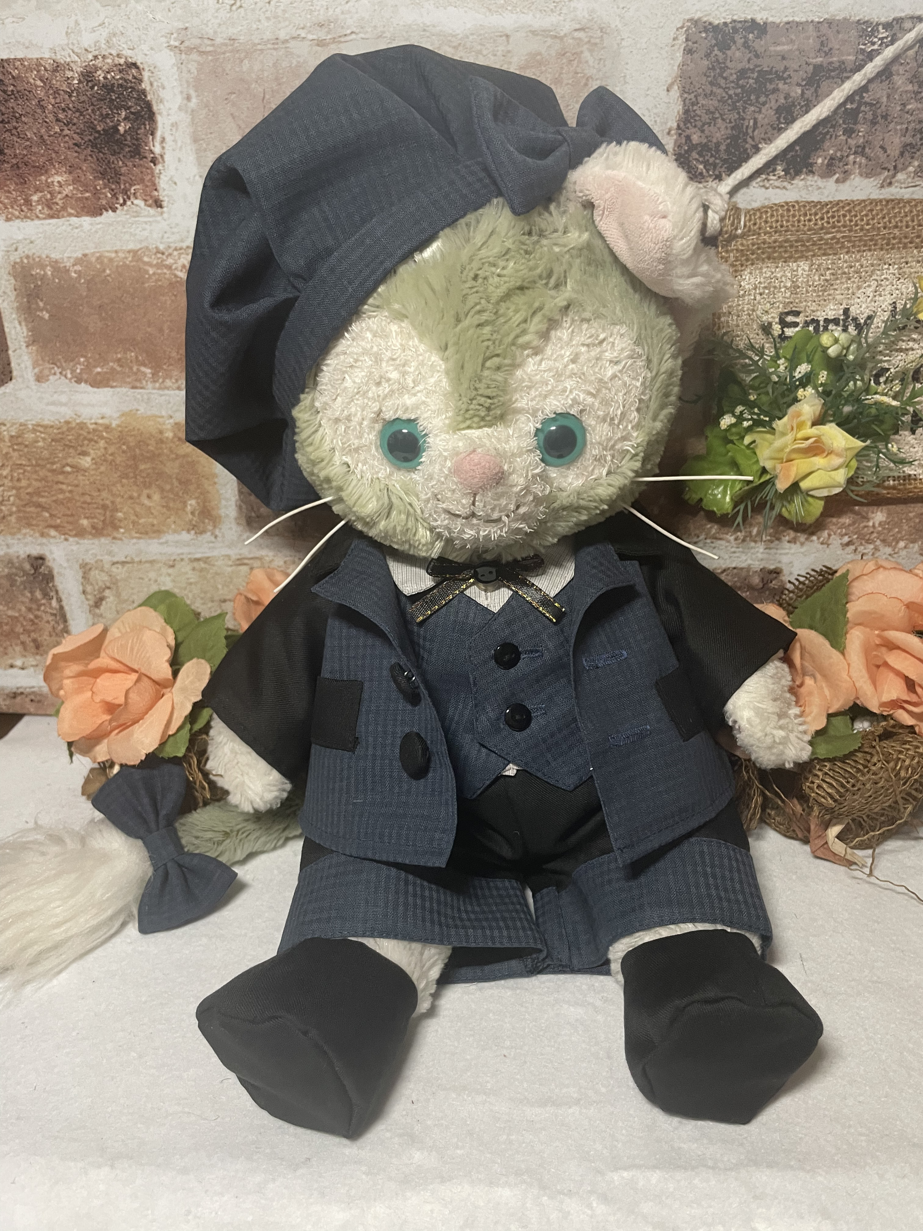 ☆ジェラトーニSサイズ☆ブルー系チェック　スーツ９点コスチューム☆リバーシブル帽子