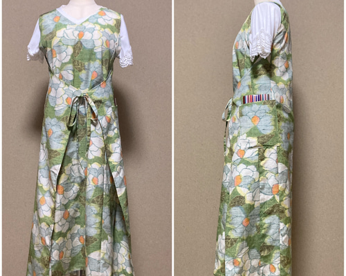 七の㉚　着物リメイク　紬のワンピース、ジャンパースカート 七の㉚ 着物リメイク 紬のワンピース、ジャンパースカート