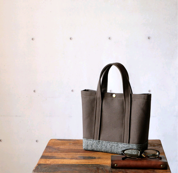 トートＳ◇ウールヘリンボーン×ダークブラウン | 倉敷帆布 1枚目の画像