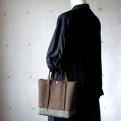 トートＳ◇ウールヘリンボーン×ダークブラウン | 倉敷帆布 4枚目の画像
