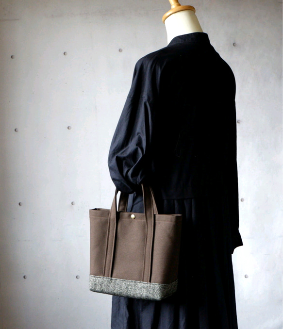 トートＳ◇ウールヘリンボーン×ダークブラウン | 倉敷帆布 4枚目の画像