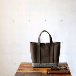 トートＳ◇ウールヘリンボーン×ダークブラウン | 倉敷帆布 2枚目の画像