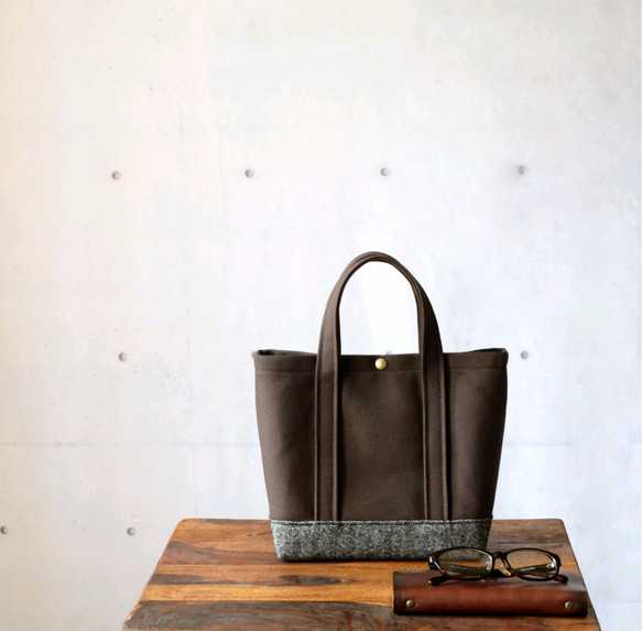 トートＳ◇ウールヘリンボーン×ダークブラウン | 倉敷帆布 2枚目の画像