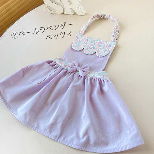 ♡リバティプリント使用のしわになりにくい子供エプロン♡ 三角巾も