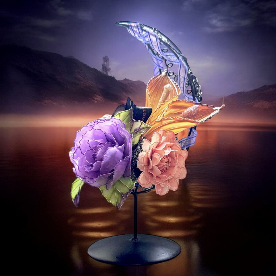 【ハロウィン インテリア 雑貨】ディップアート クレセントムーン　大人かわいい幻想フラワーギフト